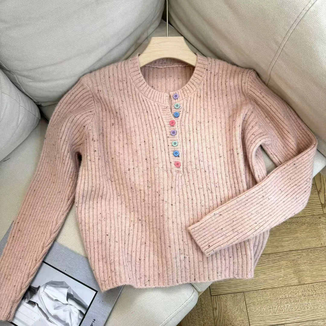 【闲暇时光】实物更美~秋冬新款时尚法式圆领毛衣小衫DC13037