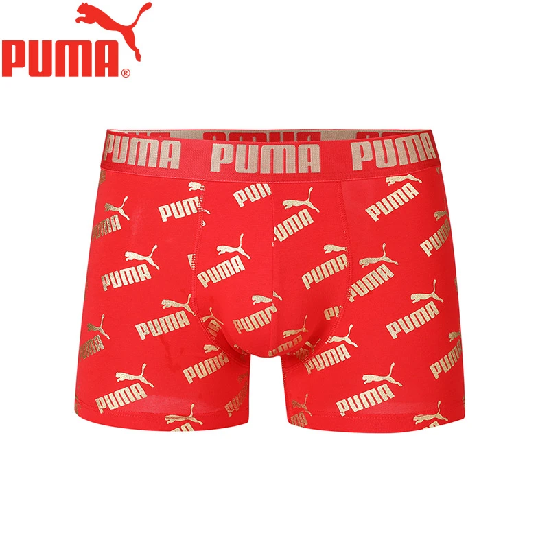 PUMA/彪马男士内裤1条装时尚潮流透气舒适运动中腰平角裤印花喜庆