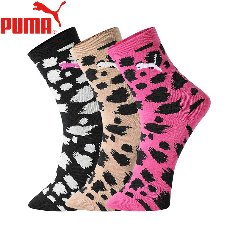 PUMA/彪马3双装袜子女士运动休闲高筒袜女款舒适高腰时尚户外透气