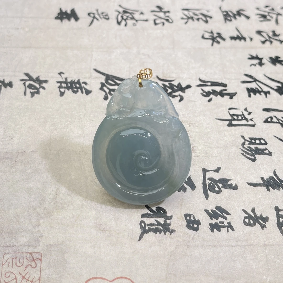 JMB20-08 天然翡翠缅甸A货 18K金扣安居乐业