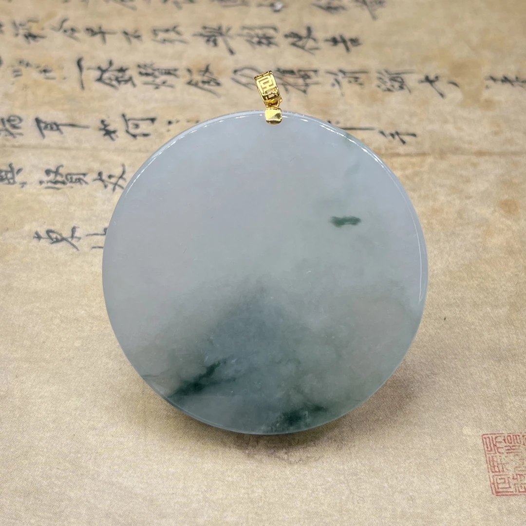 JMW22-70  天然缅甸A货翡翠  18K金扣无事牌