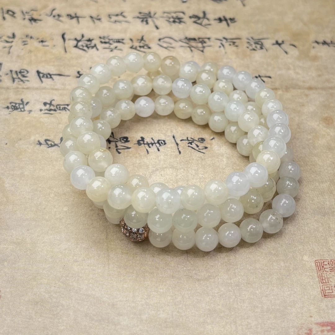 JMA27-25 天然缅甸A货翡翠 翡翠珠链108颗