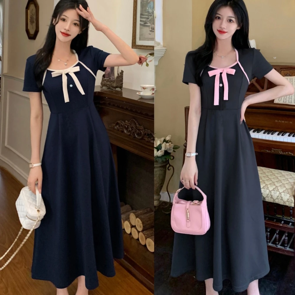 【学院】23夏季新款宽松遮跨学院美式收腰连衣裙 显瘦连衣裙