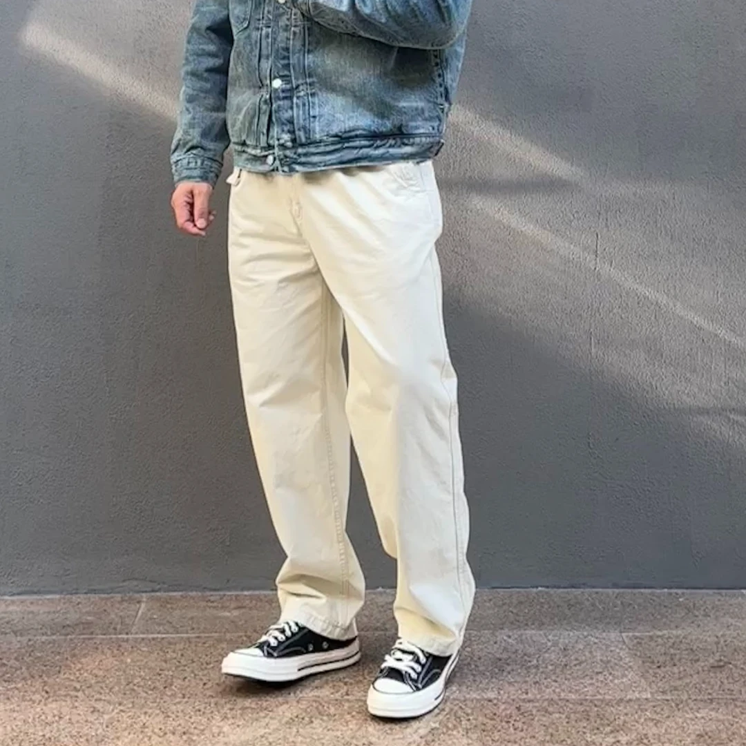 秋冬新款重磅简约宽松锥形通勤休闲裤复古美拉德色系纯色水洗长裤