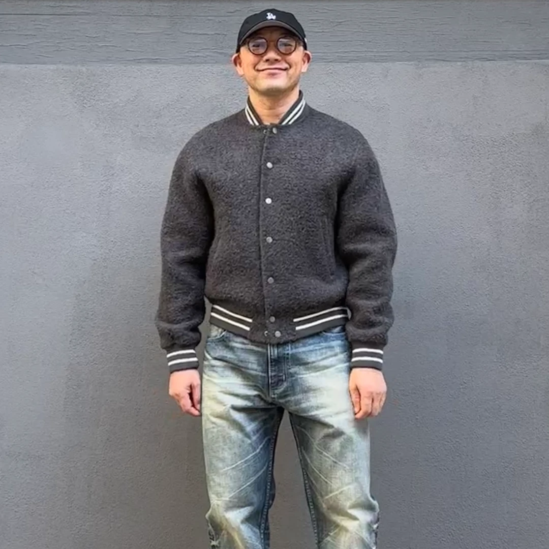 秋冬毛呢短款宽松复古棒球服夹克男士双面尼上衣休闲百搭经典外套