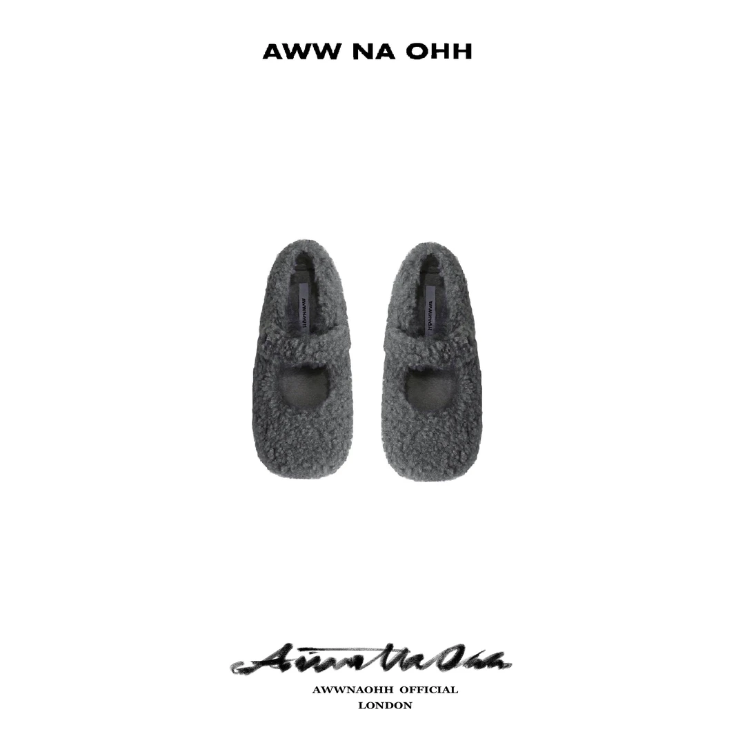 【sss买手店】Awwnaohh秋冬加绒玛丽珍毛毛鞋冬季百搭软底鞋卷毛