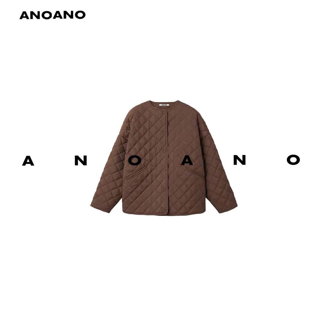 【SSS买手店】ANO ANO马鞍棕高级时髦保暖短款绗缝菱格棉服外套女
