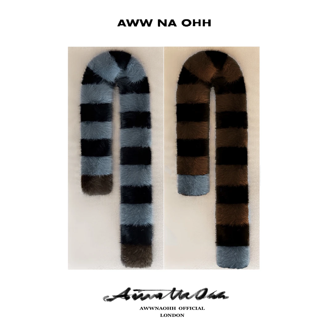 【sss买手店】Awwnaohh拼色环保毛围巾秋冬保暖加长围脖女