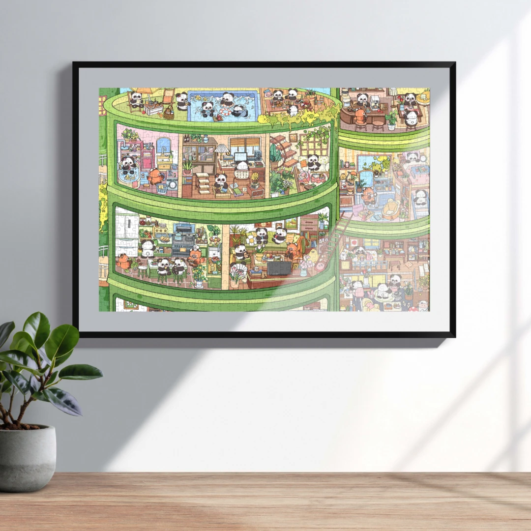 GILL&LILL拼图成人版1000片熊猫竹筒楼治愈系解压益智手工玩具