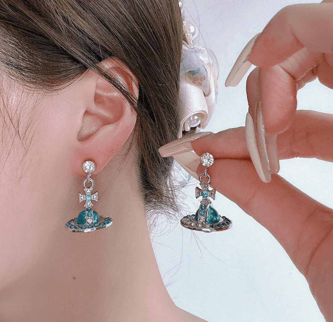 铜合金仿水晶耳饰 复古轻奢气质耳钉3045