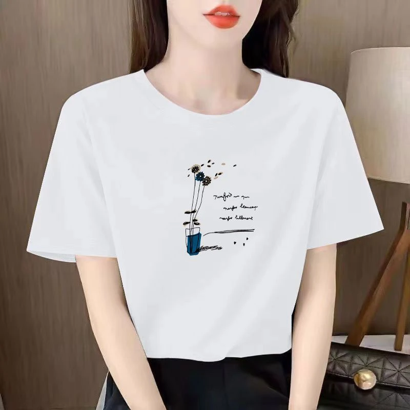 高档短袖t恤女宽松2024夏季新款休闲百搭洋气显瘦女士t恤短袖上衣