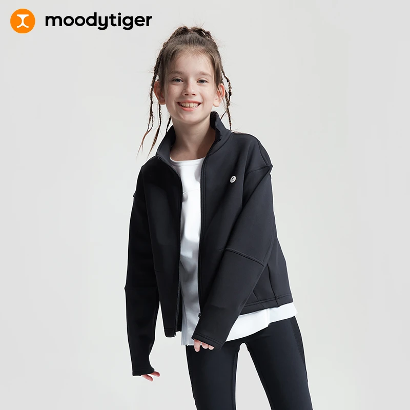 moodytiger女童春秋季外套舒适保暖空气层短款外套[H9]