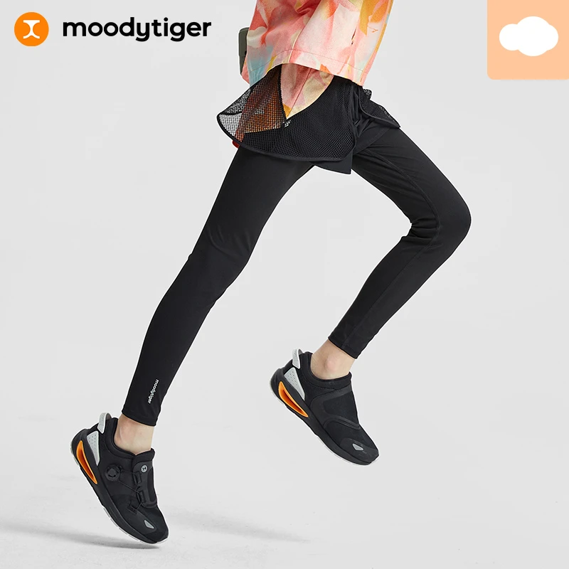 moodytiger儿童女童打底裤秋季新款防晒假两件运动裤| 小云朵【H】