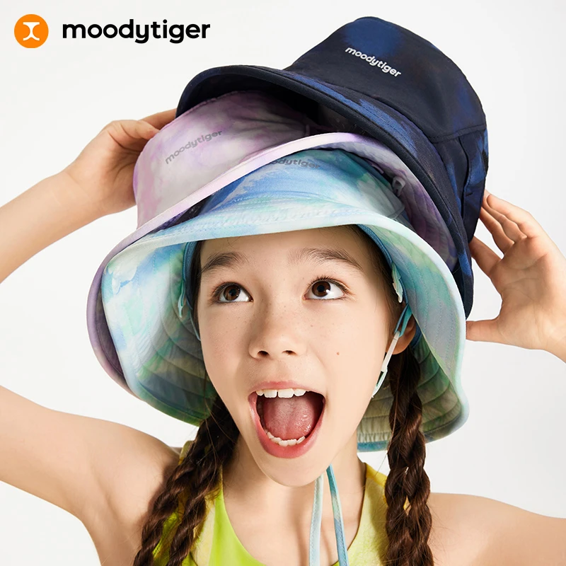 moodytiger儿童渔夫帽夏季时尚户外透气防紫外线遮阳帽【H】