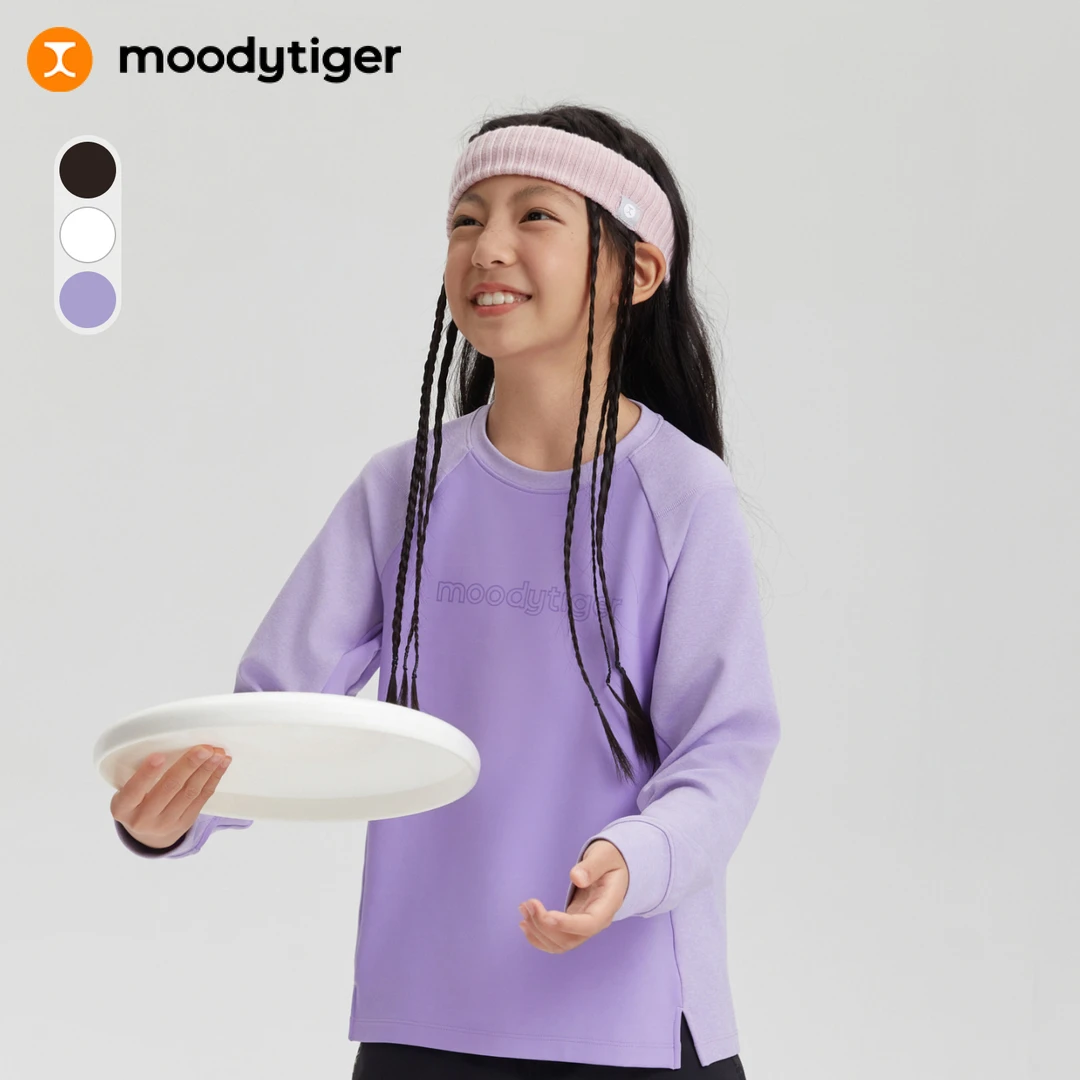 moodytiger儿童长袖打底衫圆领插件高弹T恤44110102【合并DR】