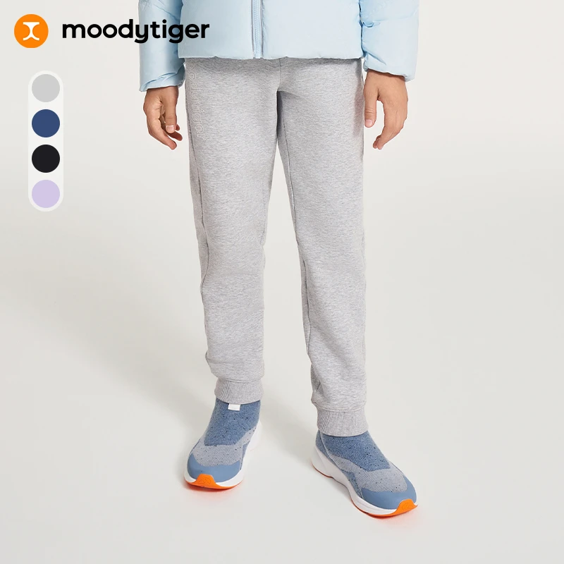 moodytiger新男女童加绒宽松舒适保暖排汗休闲运动长裤【DR】