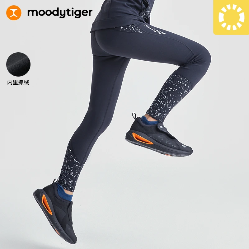 moodytiger女童裤子拼接印花可外穿运动打底裤M24211407【H】