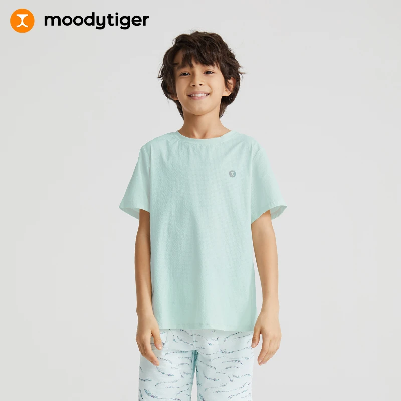 moodytiger男童短袖T恤22夏新款透气上衣| Air Supply空气衣-dr