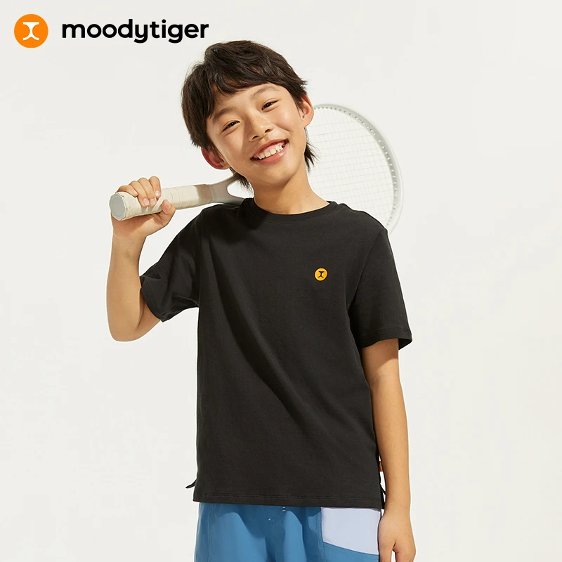 儿童T恤圆领纯色棉感宽松运动衫42110121