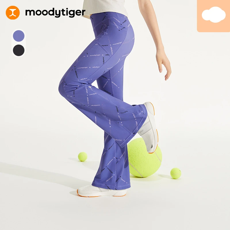 【会员专享】moodytiger女童印花微喇紧身裤修身弹力运动裤小云朵