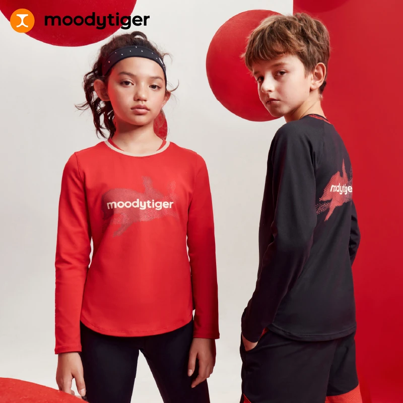 【兔年限定】moodytiger儿童拜年服长袖T恤透气印花运动上衣[DR]