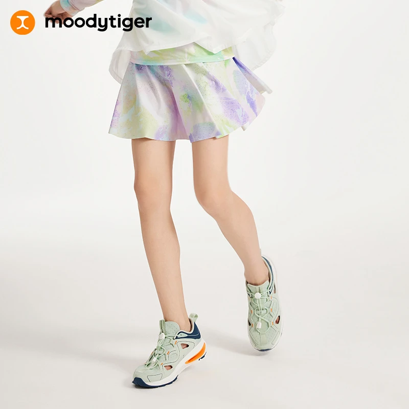 moodytiger女童半身裙夏季印花学生防走光仙女短裙【合并DR】