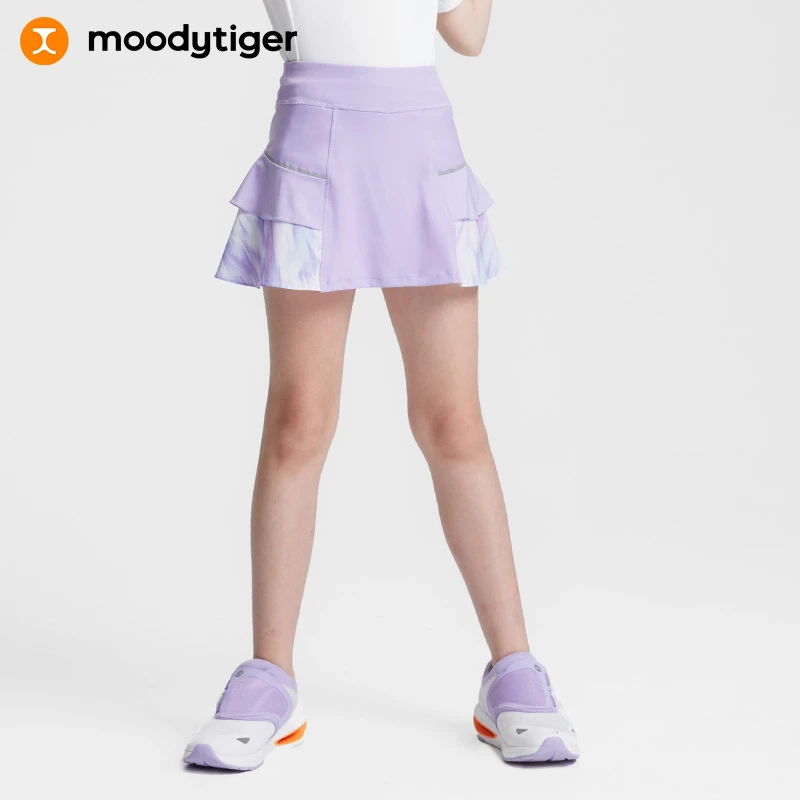 【网球系列】moodytiger女童夏季新款个性防走光半身裙[H]