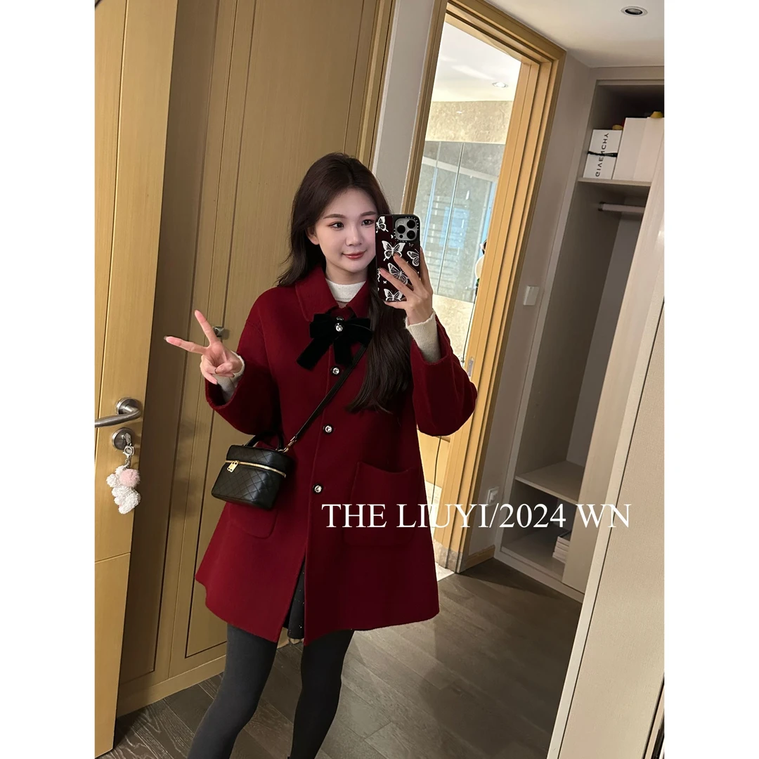 【LIUYI】过年战袍~冬季双面呢羊毛大衣外套411282