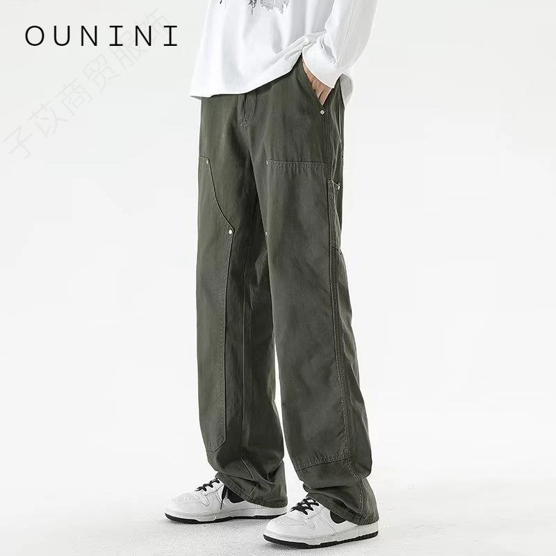 【小扬哥推荐】伐木裤子男款2023秋季高街美式工装裤男痞帅宽松直筒