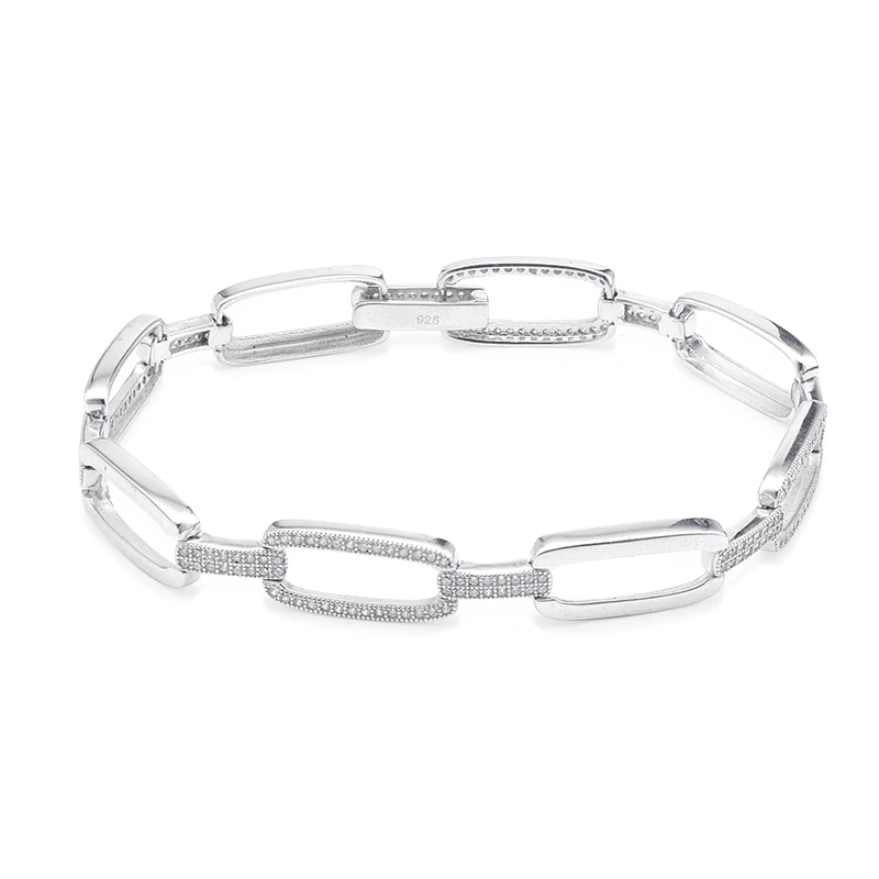 925银合成锆石手链 轻奢百搭小众简约ins环环相扣个性素款 BC6421