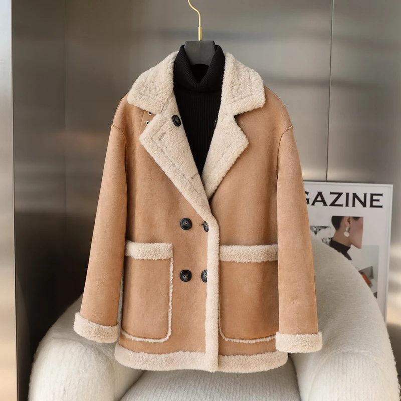 【红人上新】双面穿加厚绵羊毛复合皮毛一体海宁羊剪绒大衣外套女装