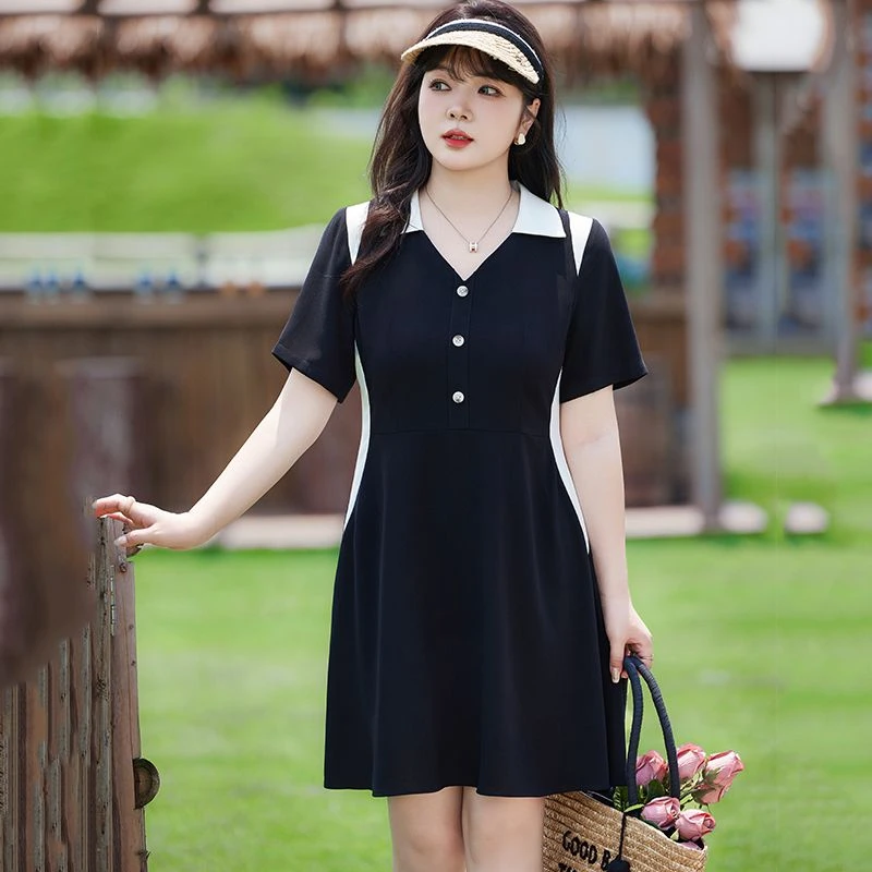 胖MM连衣裙大码女装2025夏季新款高级感气质大码连衣裙夏季胖mm
