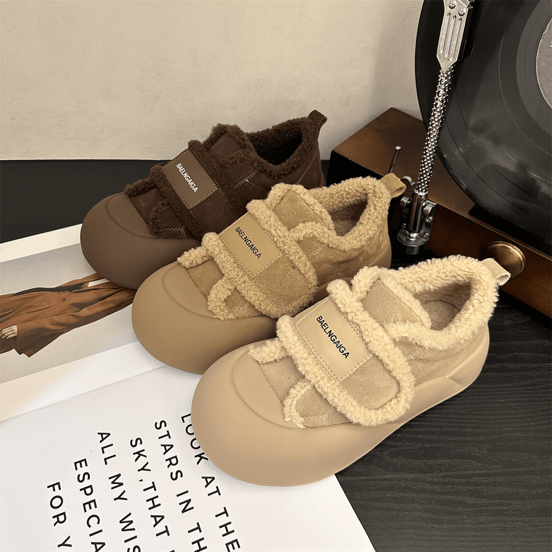 冬季新款女鞋学生休闲百搭面包鞋厚底时尚加绒加厚棉鞋韩版板鞋