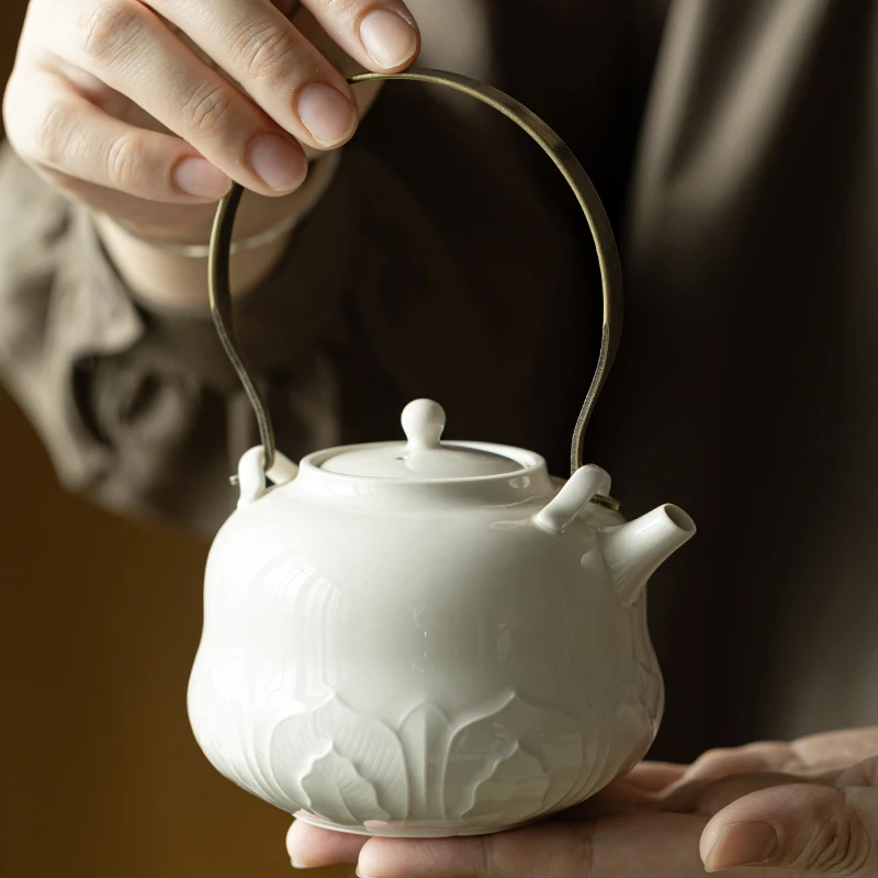 百垚草木灰提梁壶家用手工茶壶功夫茶具陶瓷防烫泡茶器复古单壶