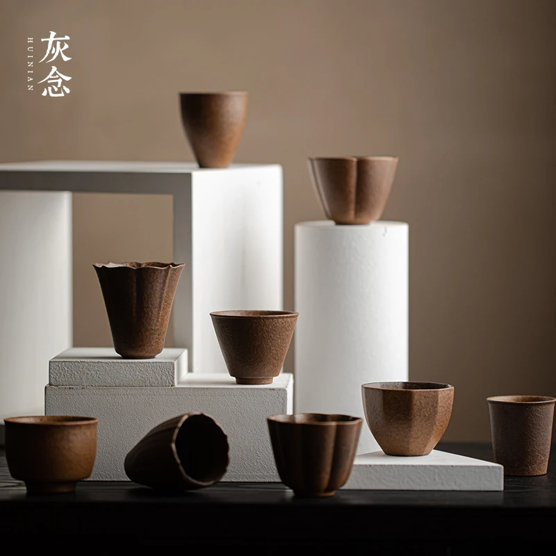 百垚冸斋酱釉茶杯主人杯日式家用陶瓷品茗杯功夫茶具茶道单侘寂杯