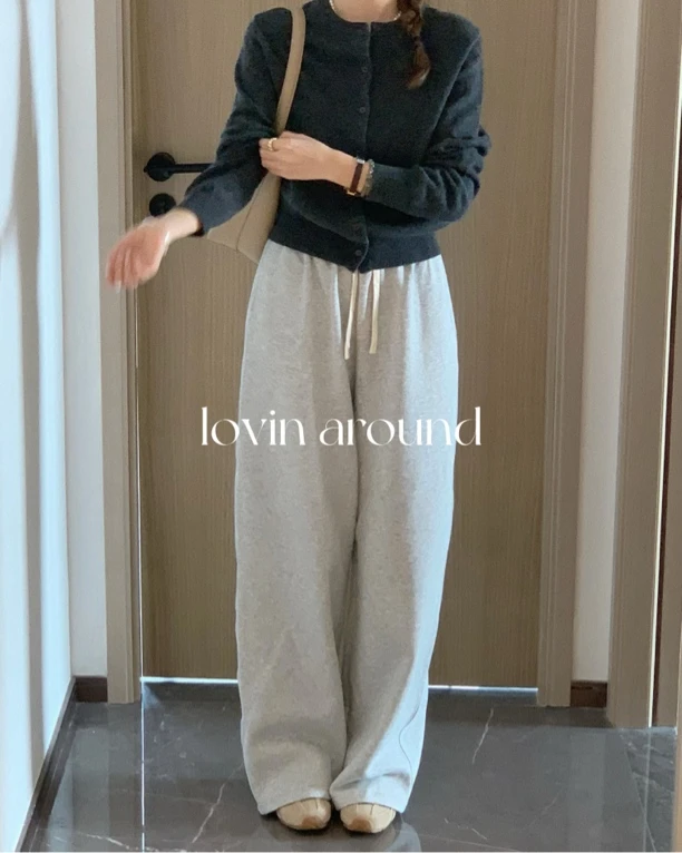 LOVIN AROUND【灰色休闲裤】百搭韩版休闲镰刀裤