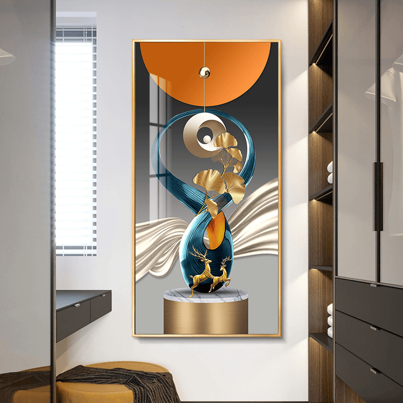 现代入户玄关画装饰画轻奢沙发背景墙晶瓷画走廊过道挂画卧室床头