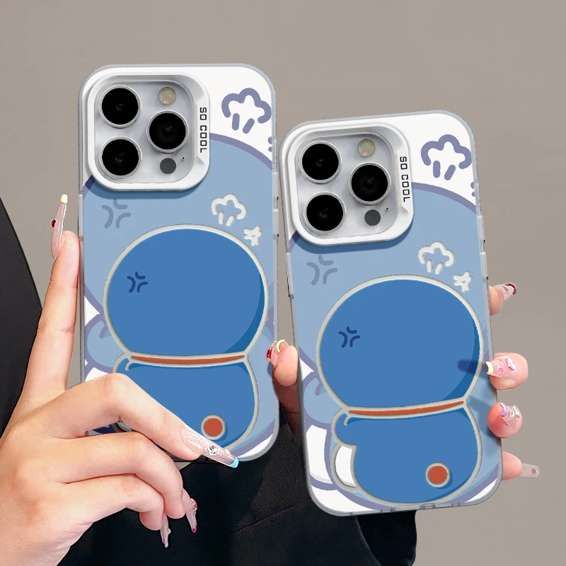 适用苹果15简约iPhone14彩银手机壳13p华为nova生气哆啦mate60