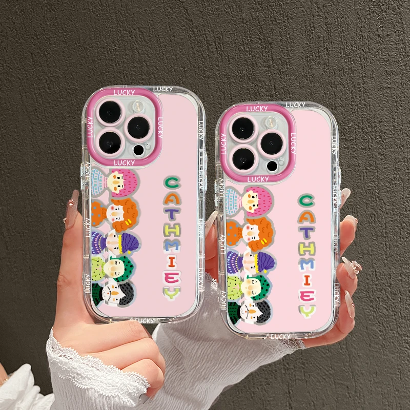 适用苹果镜面iPhone15pro手机壳华为p70抽象小人粉底vivo创意防摔