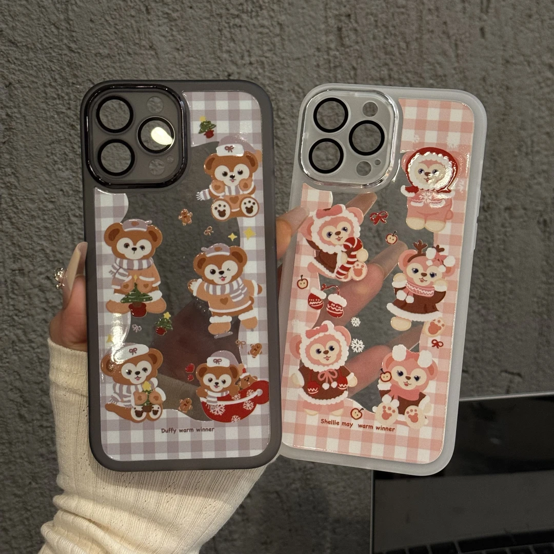 适用苹果15华为手机壳iPhone16金属镜框mate60格纹冬日雪莉玫防摔