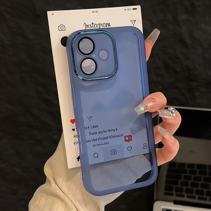 适用苹果15华为p70手机壳iPhone16粉色创意金属镜框14单壳mate60