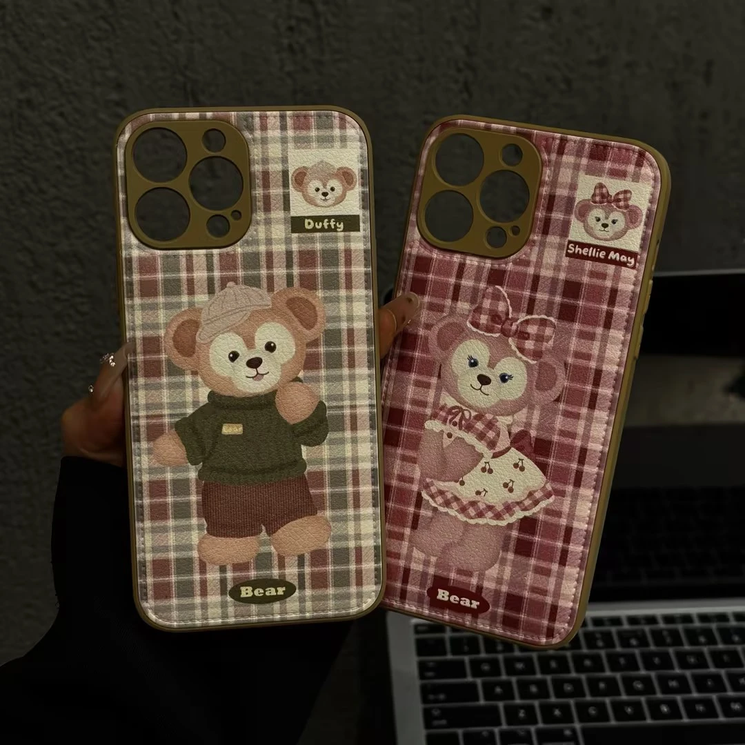 适用苹果iPhone16手机壳15肤感皮纹鼓包华为格纹粉裙子雪莉玫mate