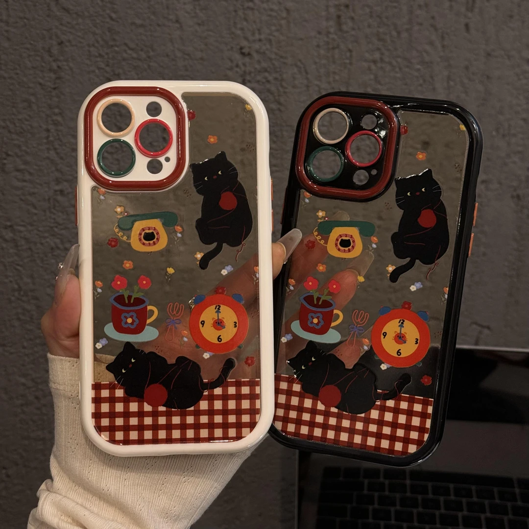 奶油油壳适用苹果16手机壳iPhone15pro华为p碎花猫咪mate60防摔14