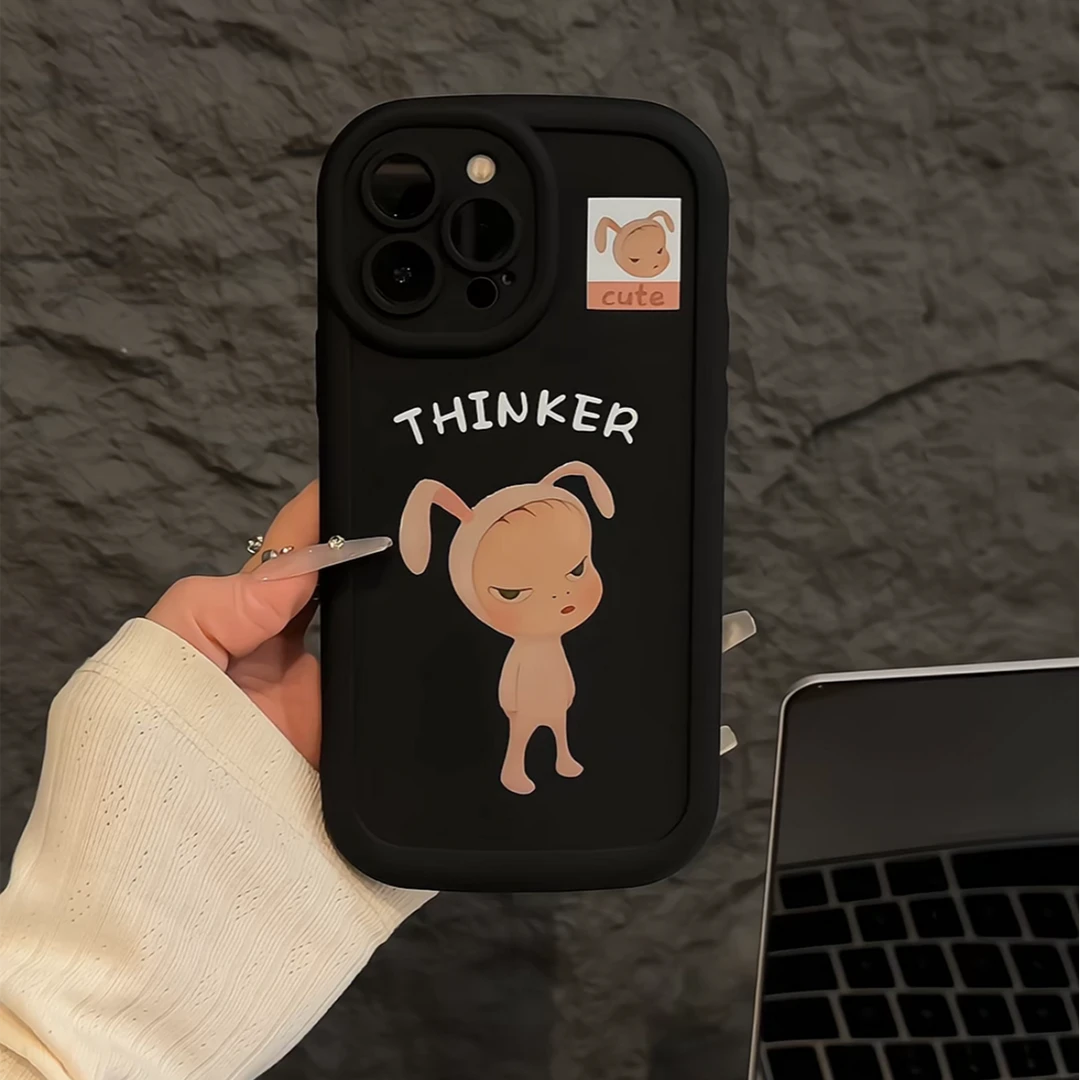 适用苹果iPhone16pro手机壳15pro圆墩壳华为兔子耳朵奈良美智mate