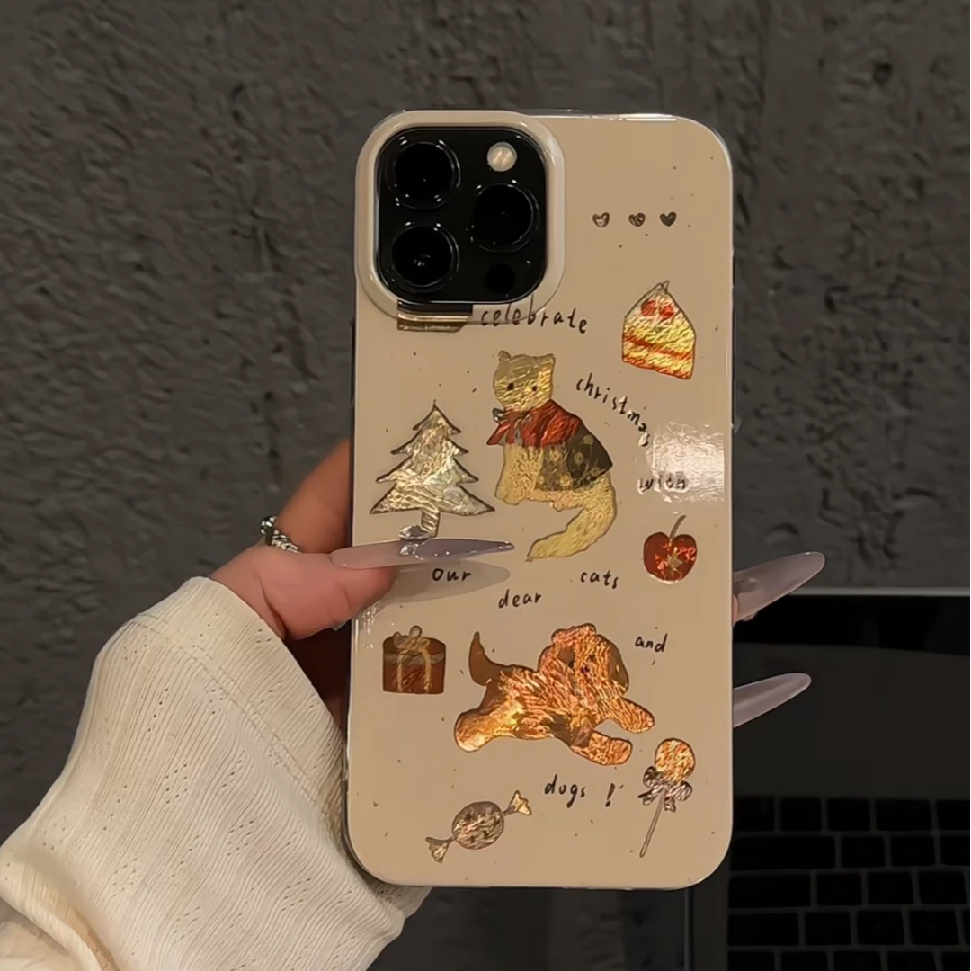 适用15苹果16pro手机壳华为mate60漩涡壳IMD涂鸦猫咪小狗小米14套