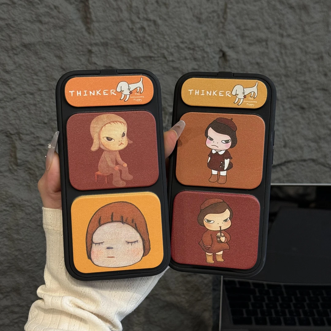 适用苹果iPhone16pro手机壳15翻盖华为p70防摔mate60表情奈良美智