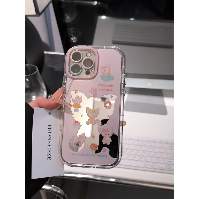 适用苹果15pro镜面奶油iPhone16手机壳mate可爱玲娜贝儿华为p防摔