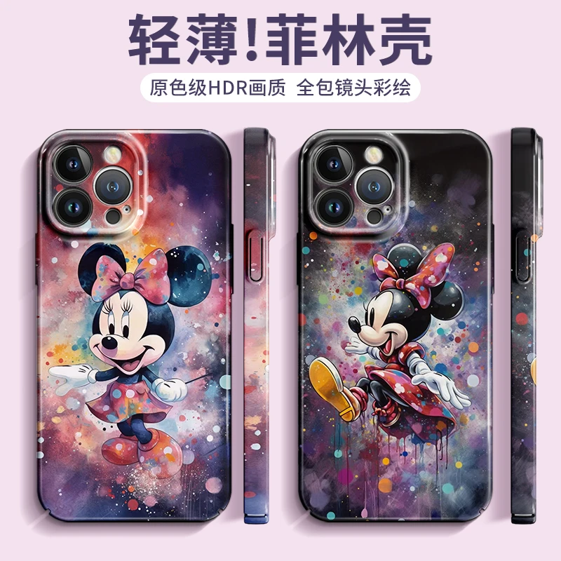 适用iphone15苹果14手机壳华为菲林壳卡通米妮OPPO超薄vivo防摔