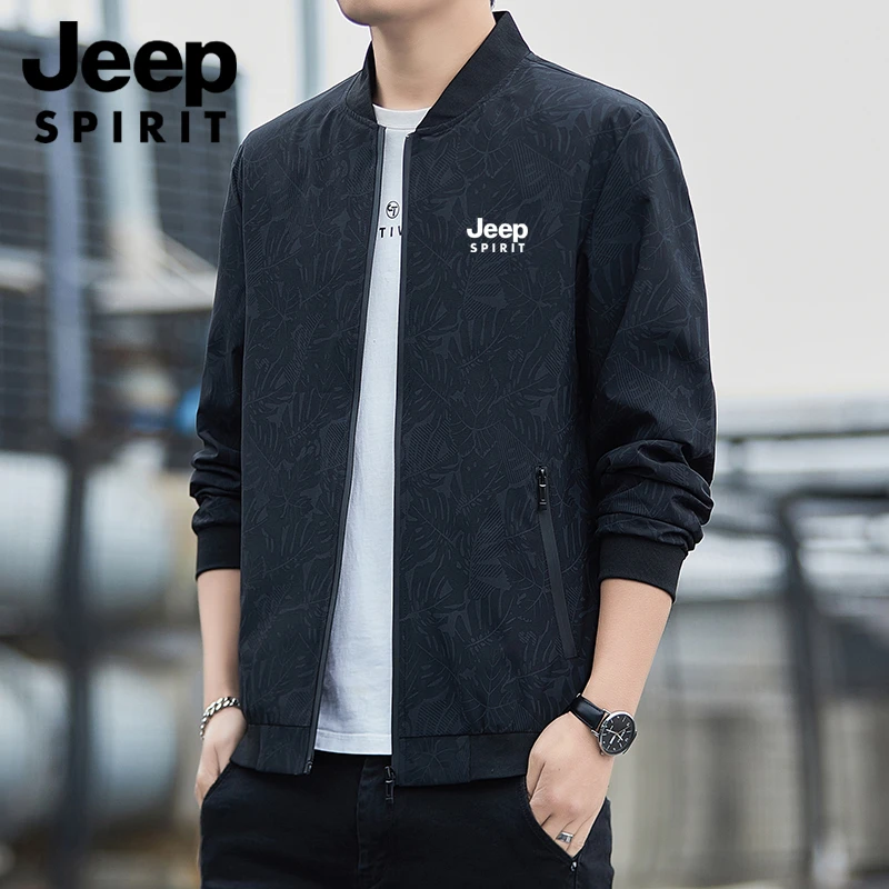 JEEP吉普夹克外套男士春秋季休闲时尚棒球领迷彩茄克男装潮流薄款