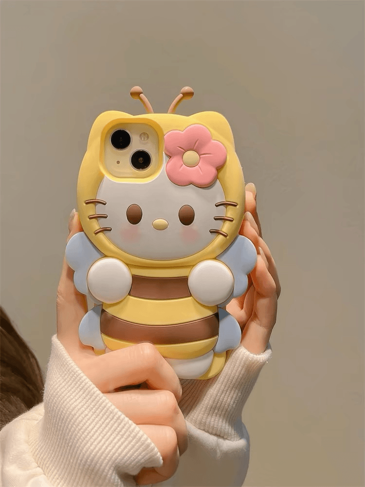 趣味蜜蜂猫咪适用苹果14/15Promax手机壳iPhone12/13硅胶11防摔套